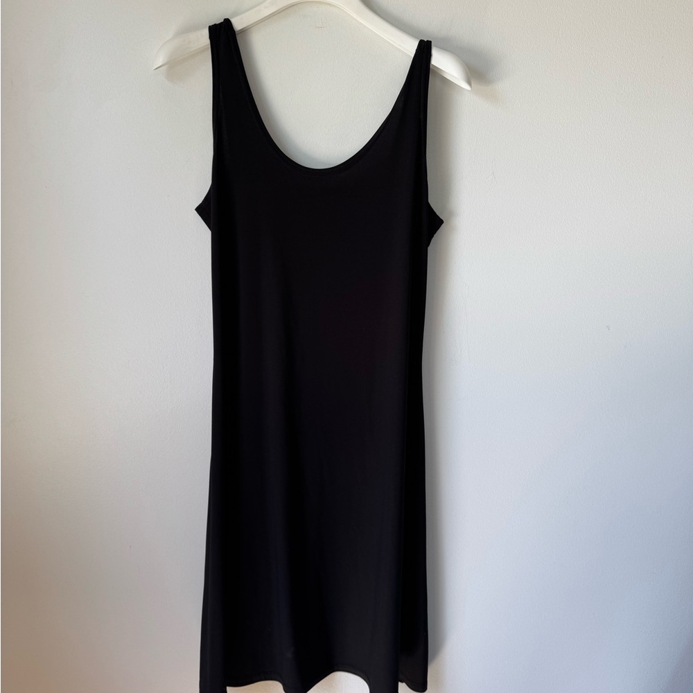 Size L Elegant Mini Black Sleeveless Dress